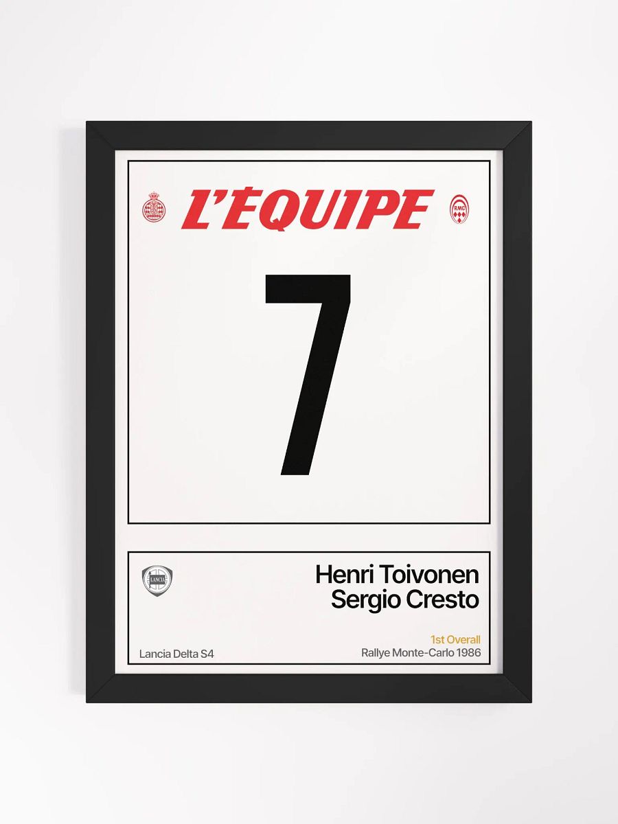Framed A3 Print / Henri Toivonen / Rallye Monte-Carlo 1986 Number 7 product image (2)