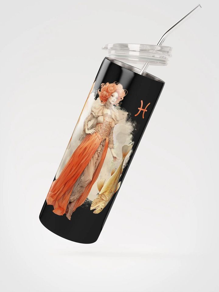 Pisces Zodiac Stainless Steel Tumbler: Embrace Celestial Vibes in Earthy Hues product image (2)