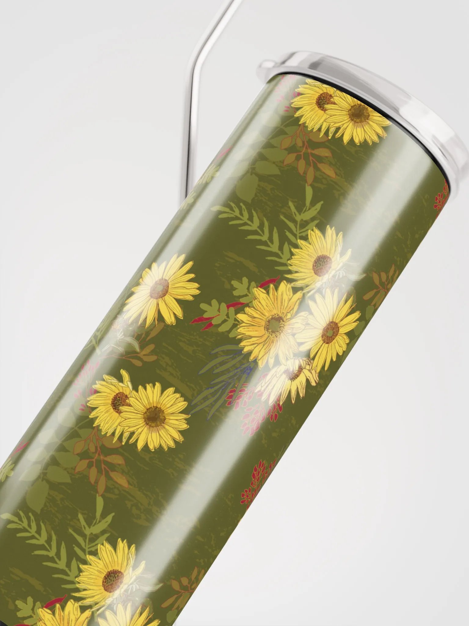 Helianthus Sunflower 20-ounce Stainless Steel Tumbler with Straw - Green product image (12)
