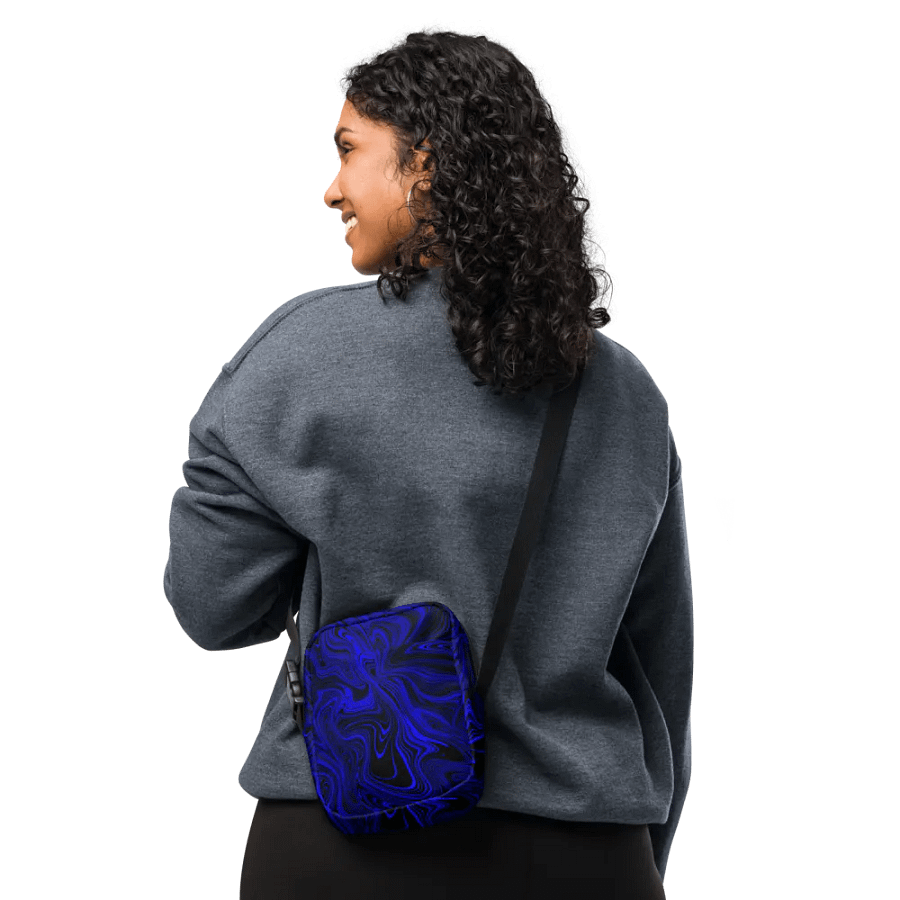 Utility Crossbody Bag - Dark Blue and Black Fluid Swirls product image (6)