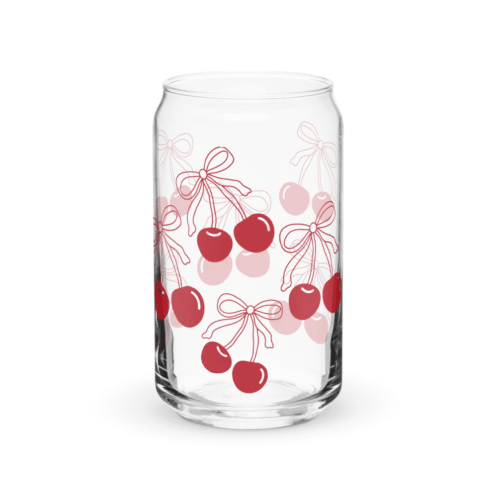 Cherry 16oz Glass with or without lid & straw product image (3)