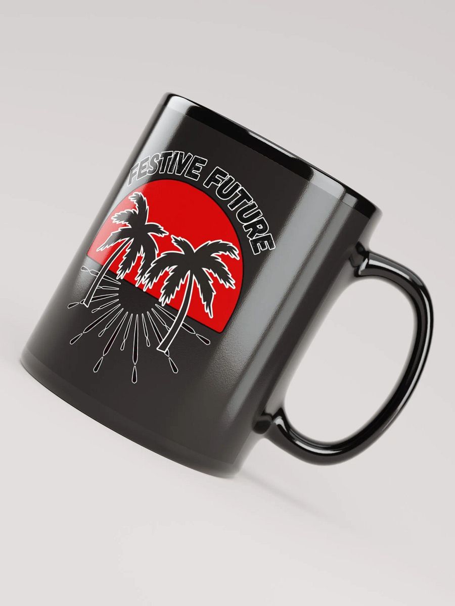 Festive Future - Sunset Beach Scene Black Coffee Mug product image (6)
