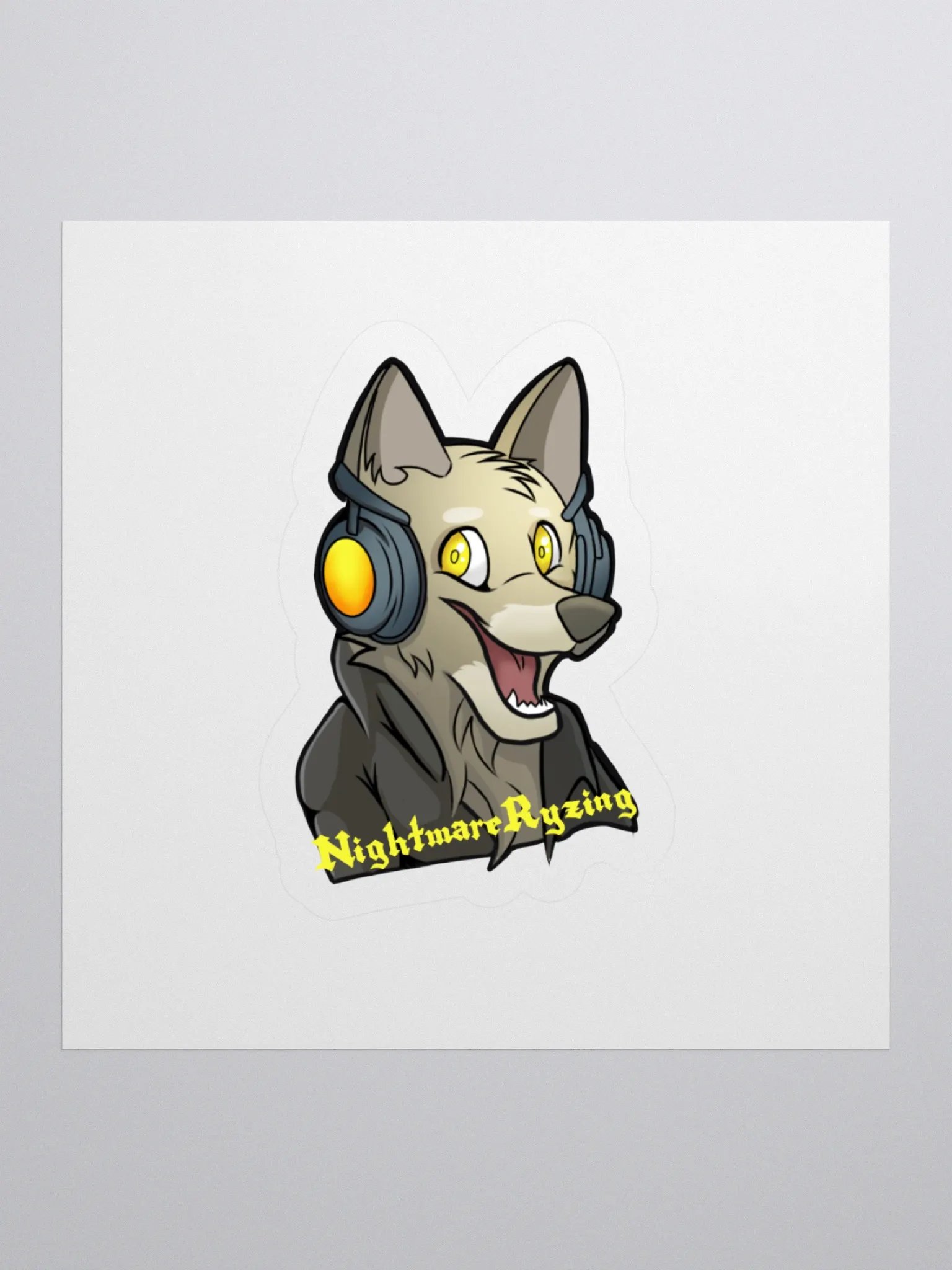 NightmareRyzing Smiling Wolf Headphones Sticker product image (1)
