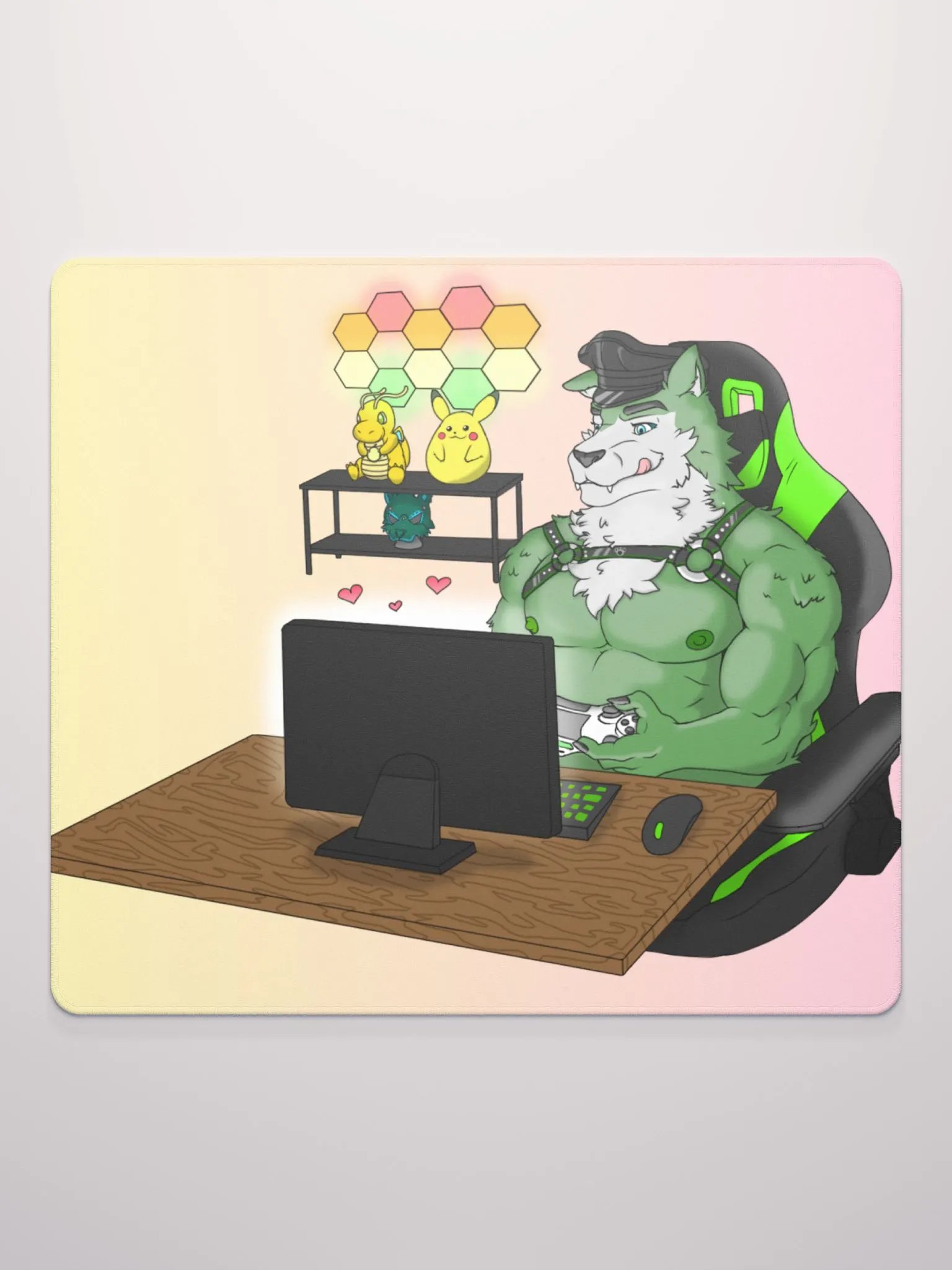 Cozy Wolf Dad Gaming Mouse Pad (Pink / Left) product image (4)