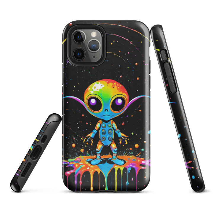 Tough Phone Case for iPhone® - Colorful Paint Splash Alien Dude product image (1)