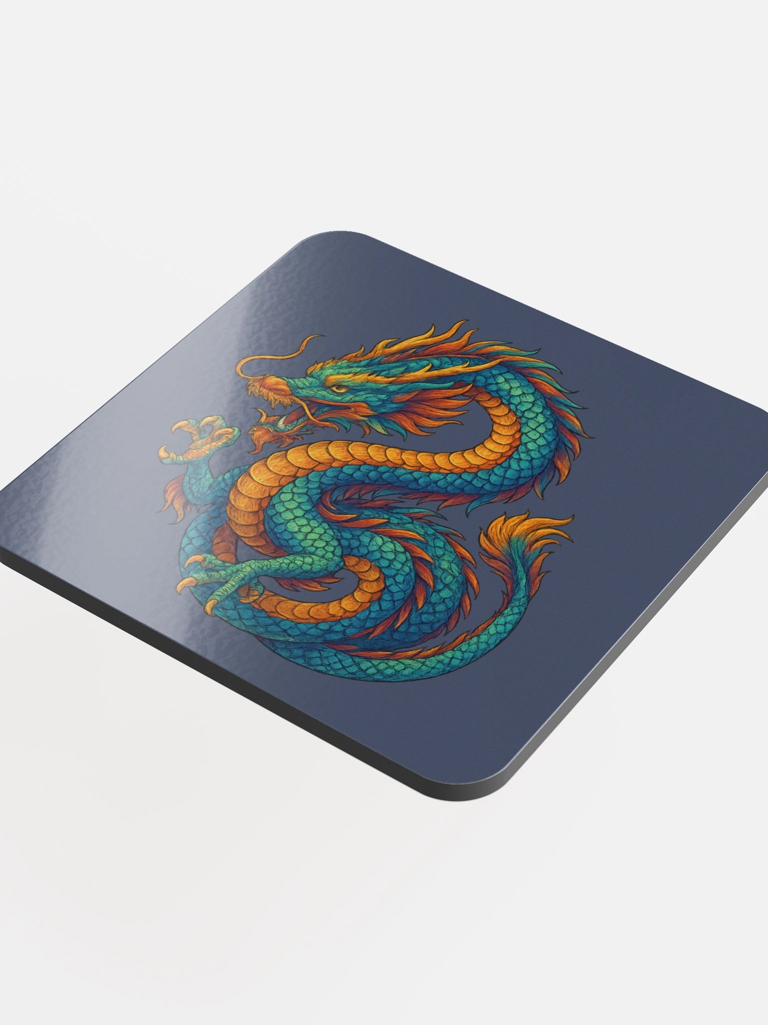 🐉 Emspiracy Flame Coaster – Colourful Dragon on Blue Edition 🜁 "The Flame Doesn’t Fade, It Just Waits." product image (4)