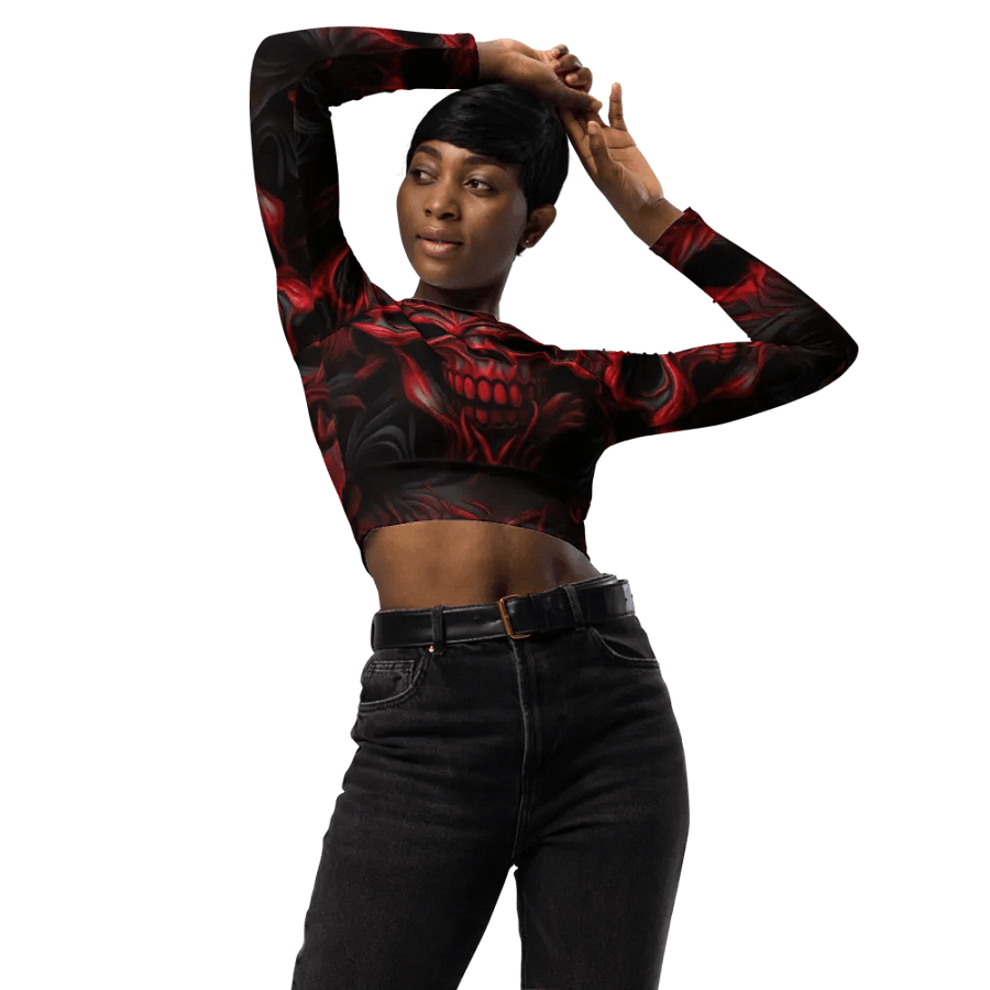 Eternal Red Skulls Recycled Crop Top product image (3)
