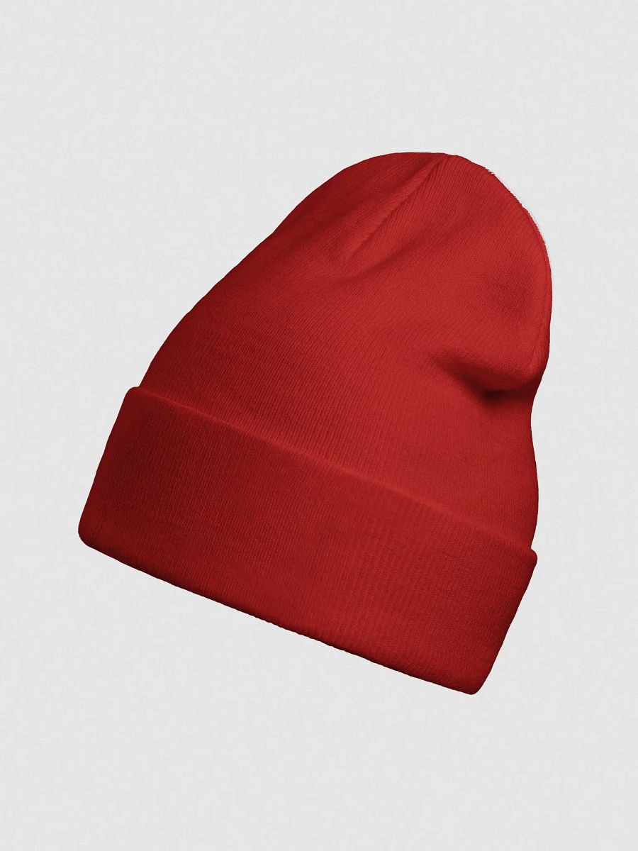 Plain Color Red Knit Cuffed Beanie Hat product image (4)