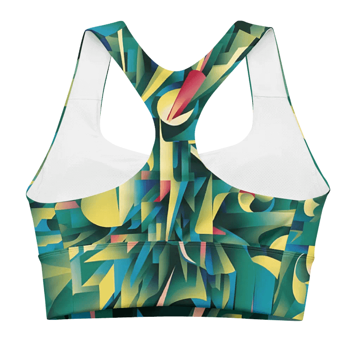 Abstract Lithographic Pattern Design Longline Sports Bra - V8 product image (1)