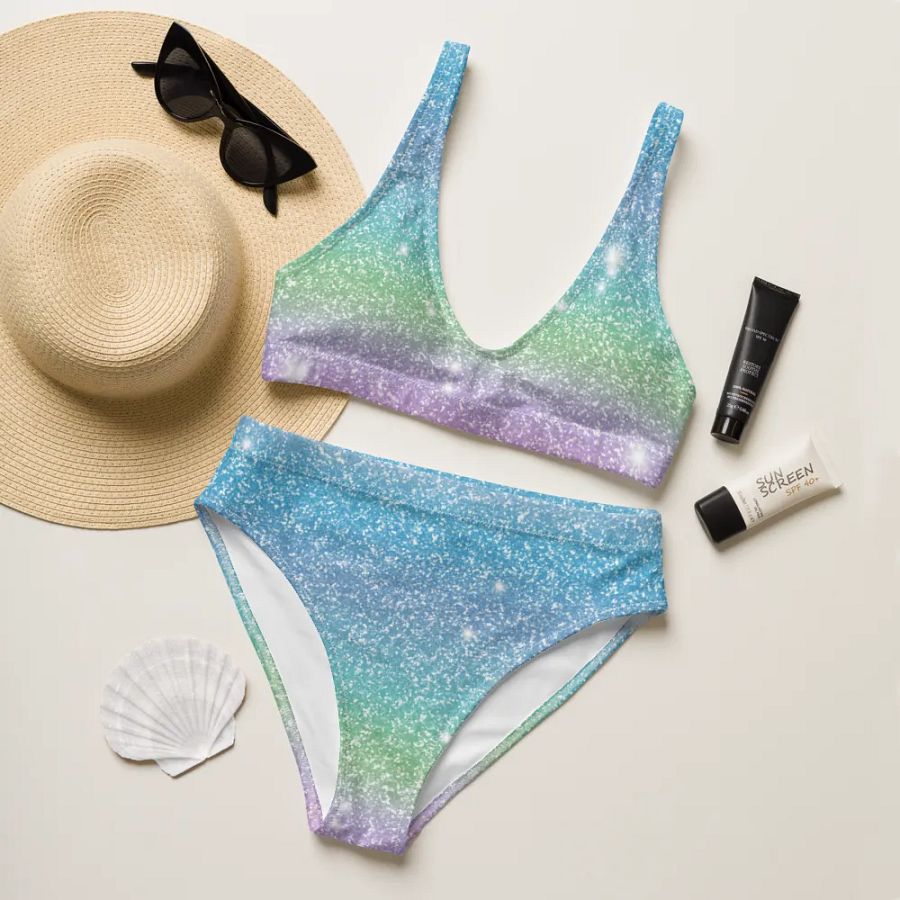 Glitter Unicorn Texture Design High Waisted Bikini (7) product image (11)