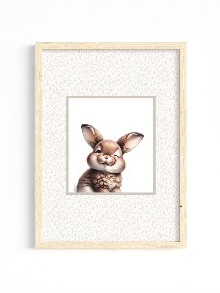Happy Woodland Bunny, Boho Nursery Print product image (1)