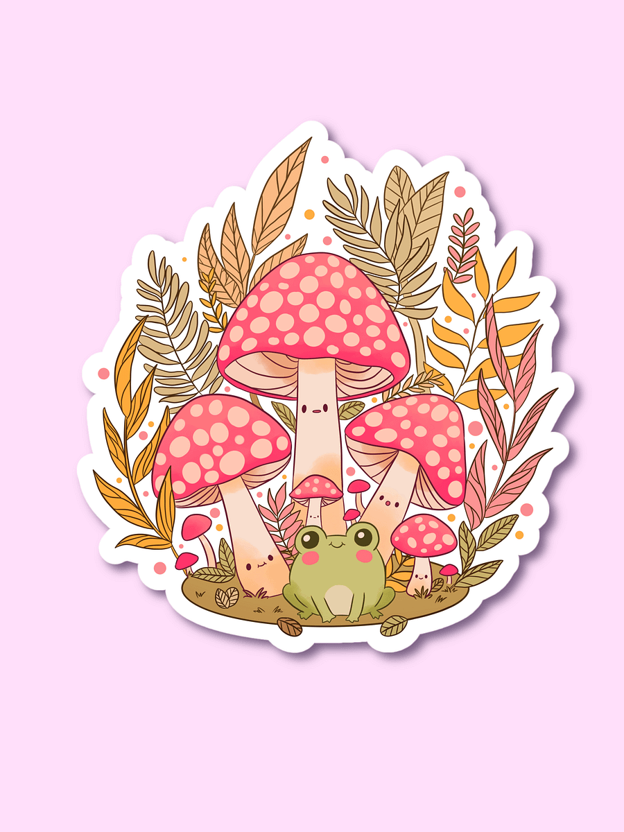 Whimsical Mushroom and Frog Sticker product image (1)