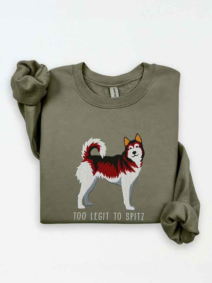 Too Legit to Spitz Sweatshirt (Embroidered) of a Siberian Husky(Red & White) product image (1)