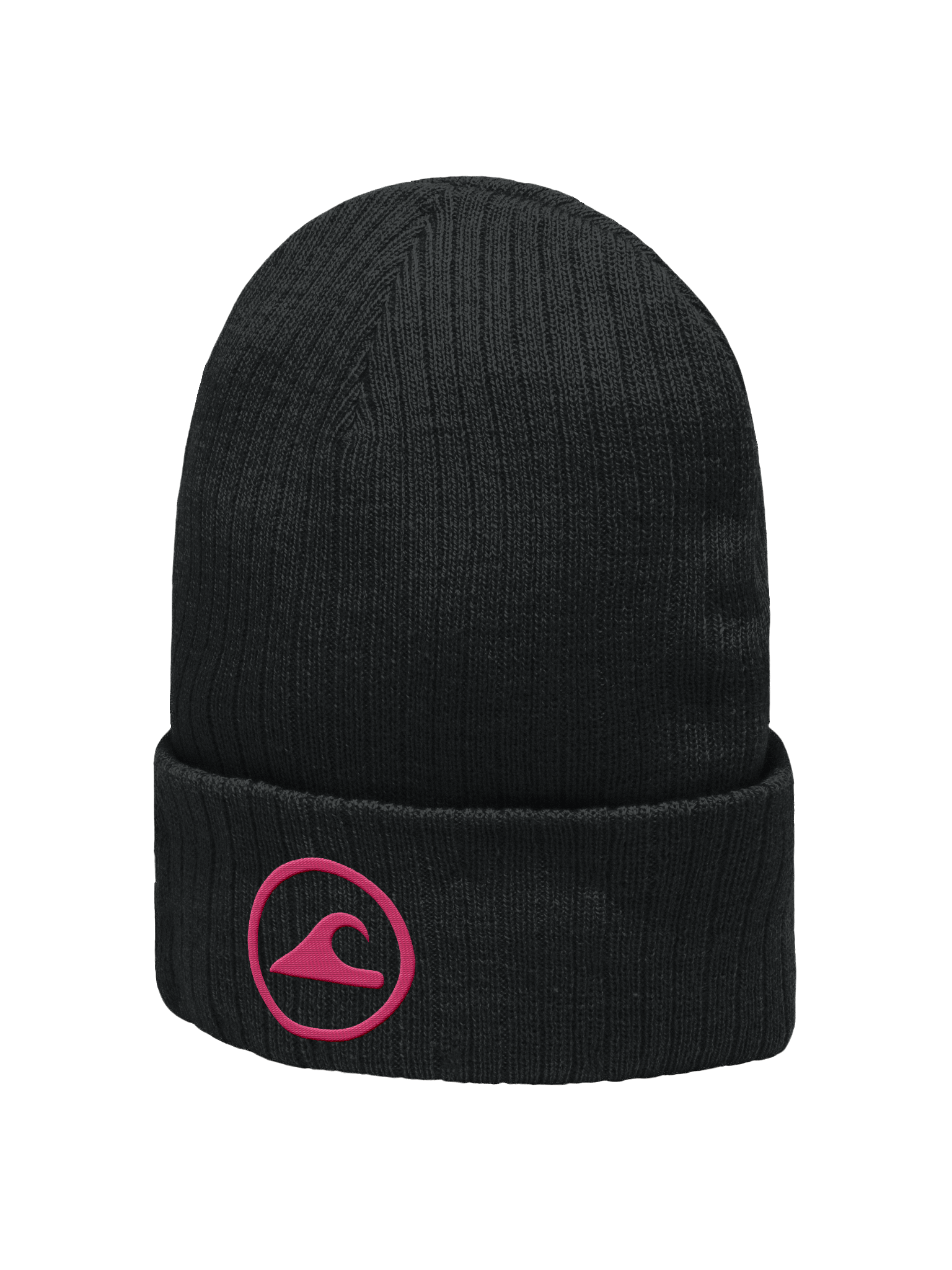 Embroidered Wave Rider Atlantis Ribbed Knit Beanie (Flamingo) product image (2)