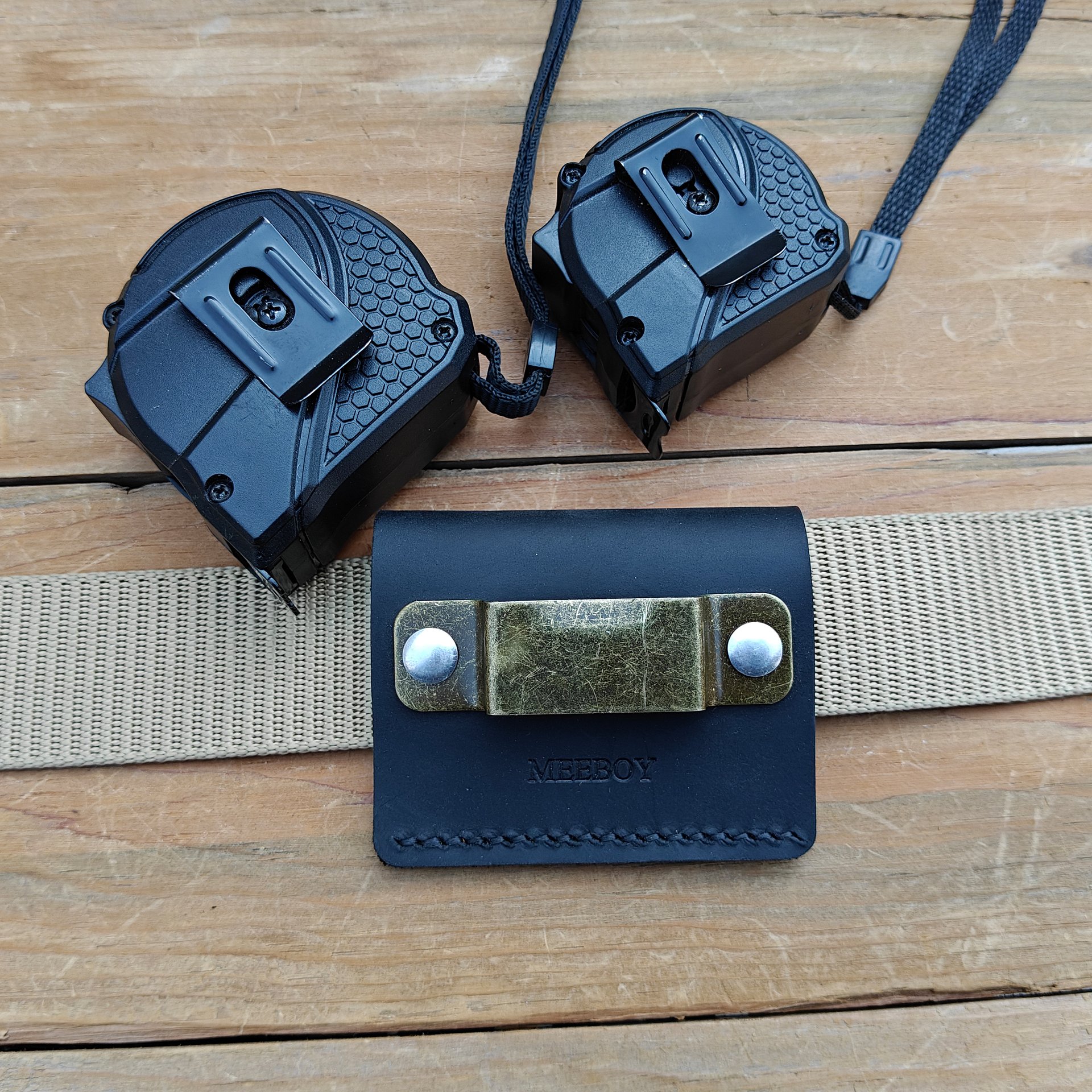 MEEBOY handmade Leather Tool Holder Tape Measure Holder Clip Tape Holder for Tool Belt product image (12)
