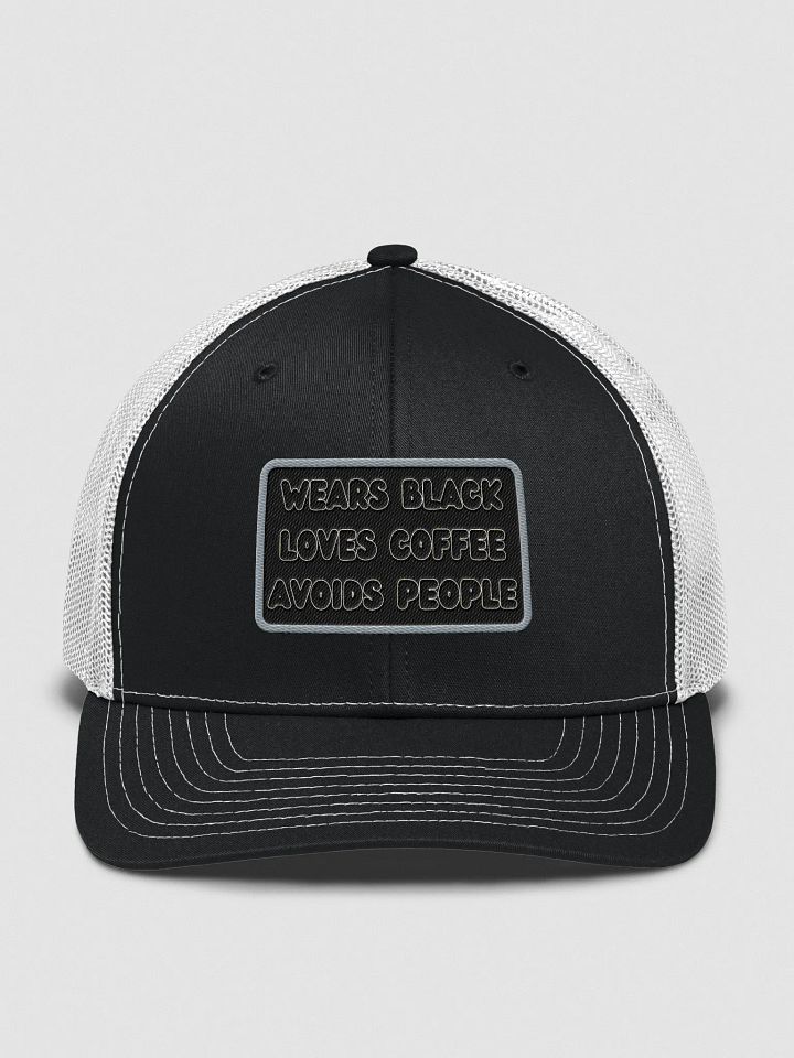 Wears Black, Loves Coffee, Avoids People Trucker Hat 🎩 product image (2)