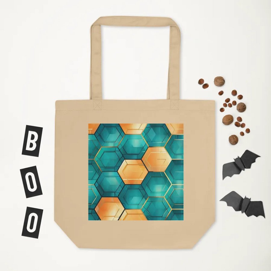 Hexagonal Harmony: Teal and Gold Geometric Fusion product image (6)