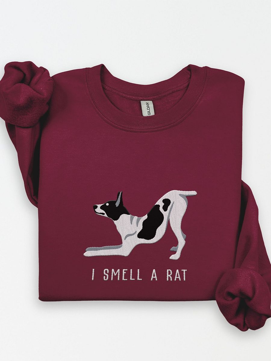 I Smell a Rat Sweatshirt (Embroidered) of a Rat Terrier(Black & White) product image (1)