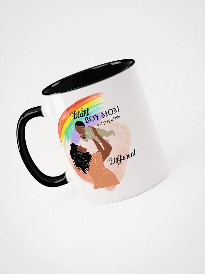Black Boy Mom I Pray Different Rainbow Art Ceramic Mug with Color Interior product image (1)