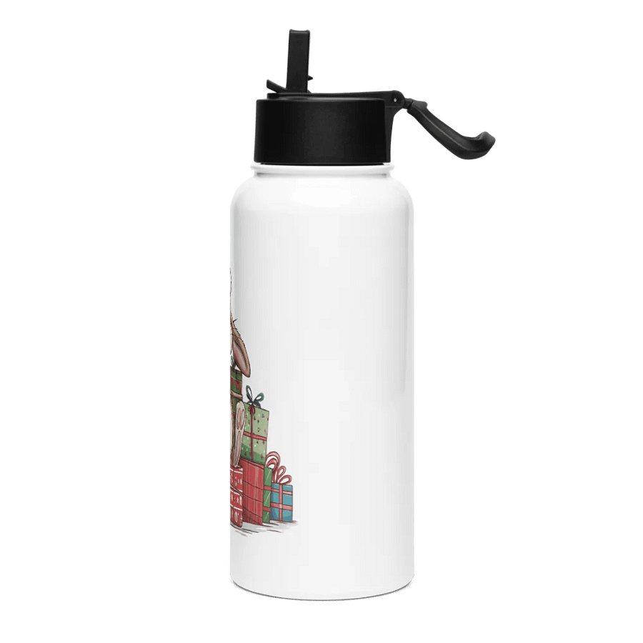 Santa Bunny Stainless Steel Water Bottle with a Straw Lid product image (3)