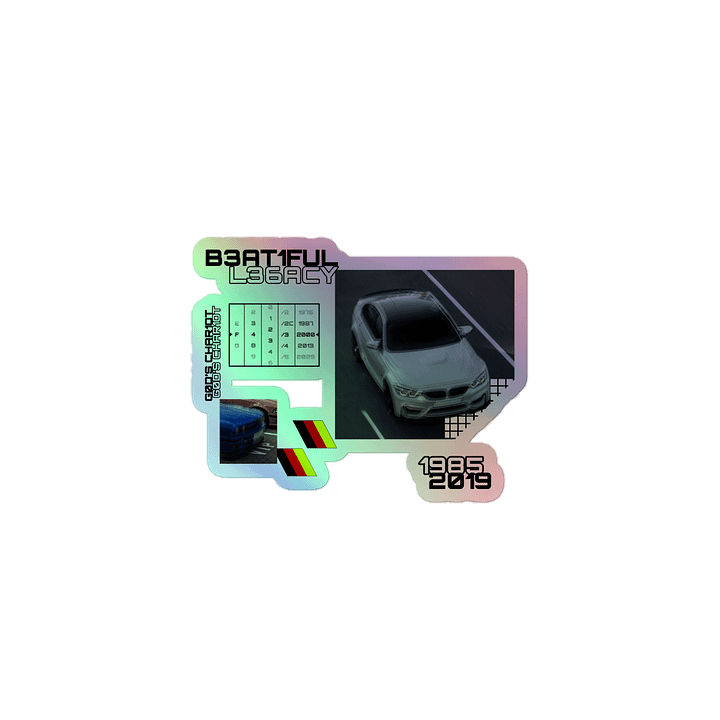 God's Chariot, German Automotive (Black) | Holographic Sticker product image (1)