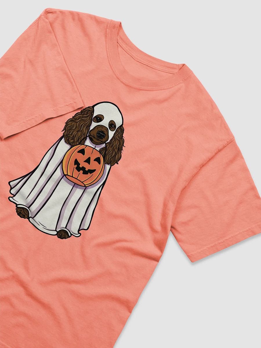 Funny Halloween Poodle(Black) T-Shirt | Funny Papillon Wearing a Ghost Costume and Holding a Pumpkin Basket product image (24)