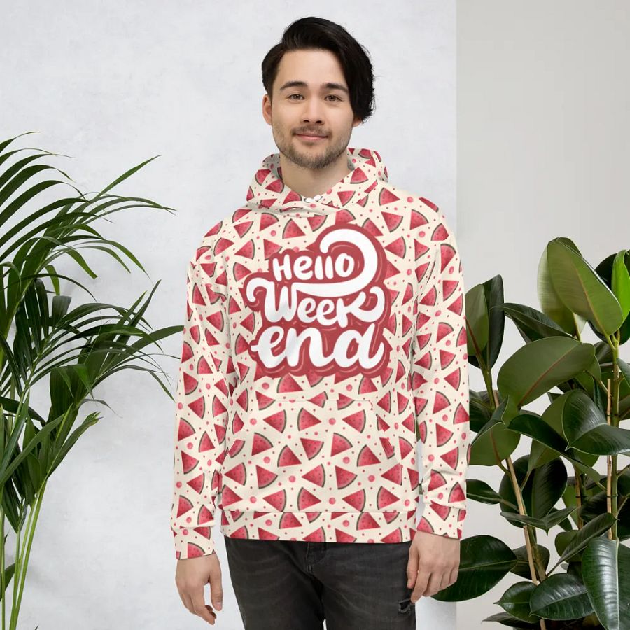 Hello Weekend Watermelon All Over Print Hoodie product image (6)