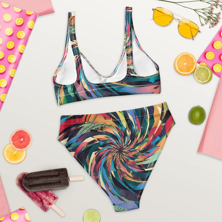 Abstract Lithographic Pattern Design High Waisted Bikini - V11 product image (7)