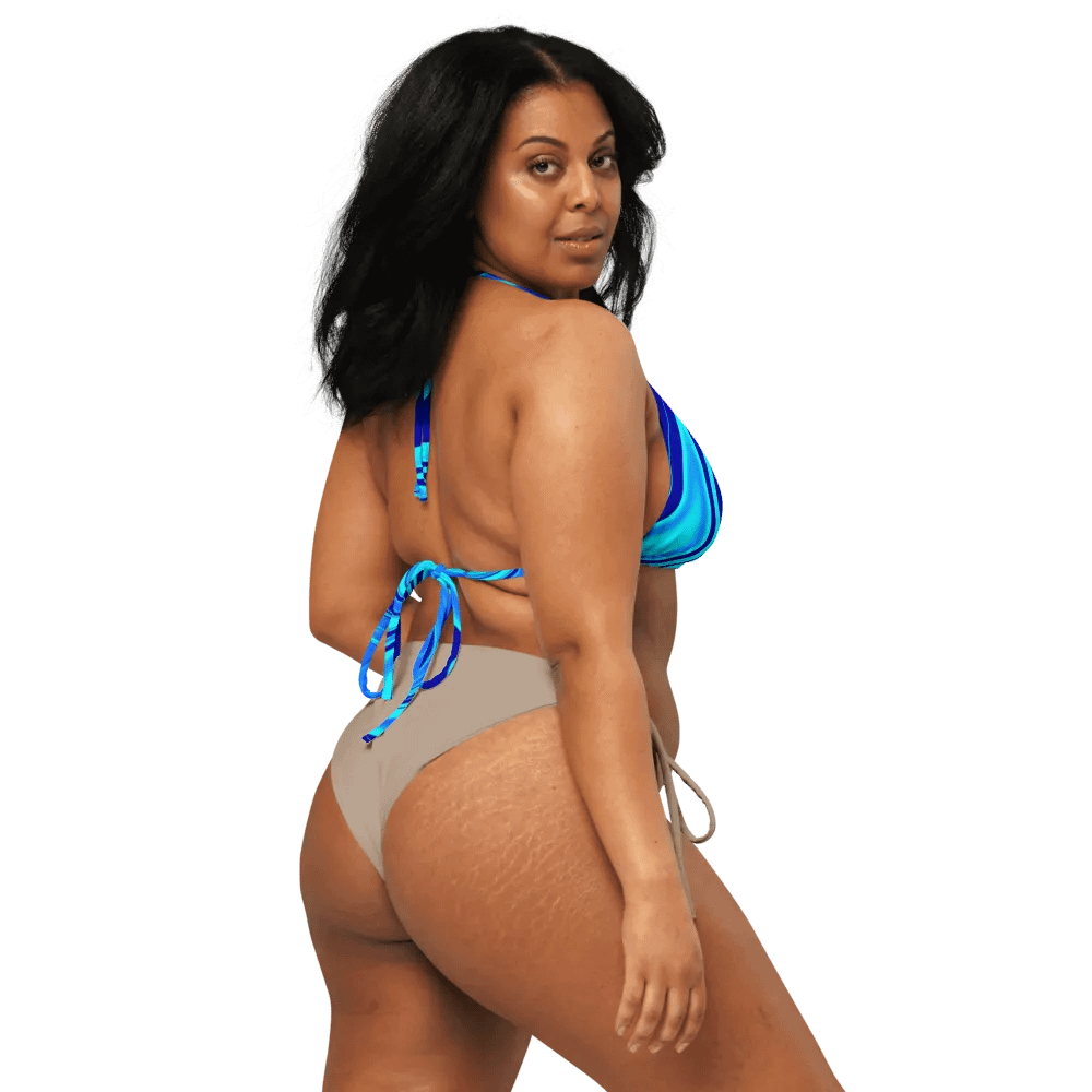 Padded String Bikini Top - Light and Dark Blue Digital Fluid Art product image (2)