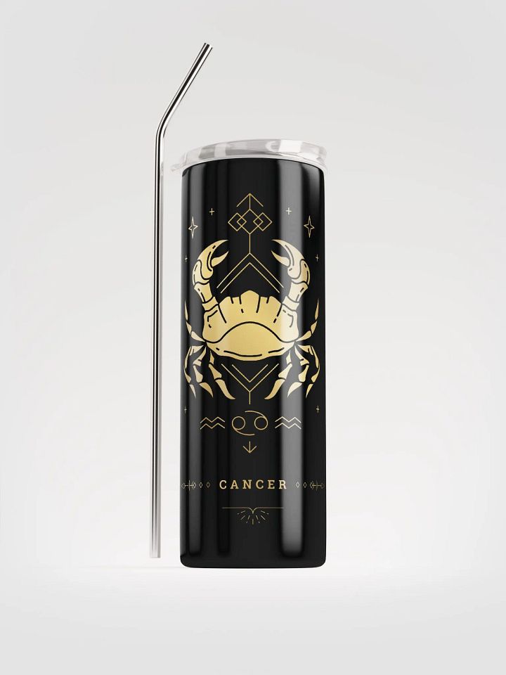 Golden Celestial Cancer Zodiac Stainless Steel Tumbler: Embrace Cosmic Elegance! ♋✨ product image (1)