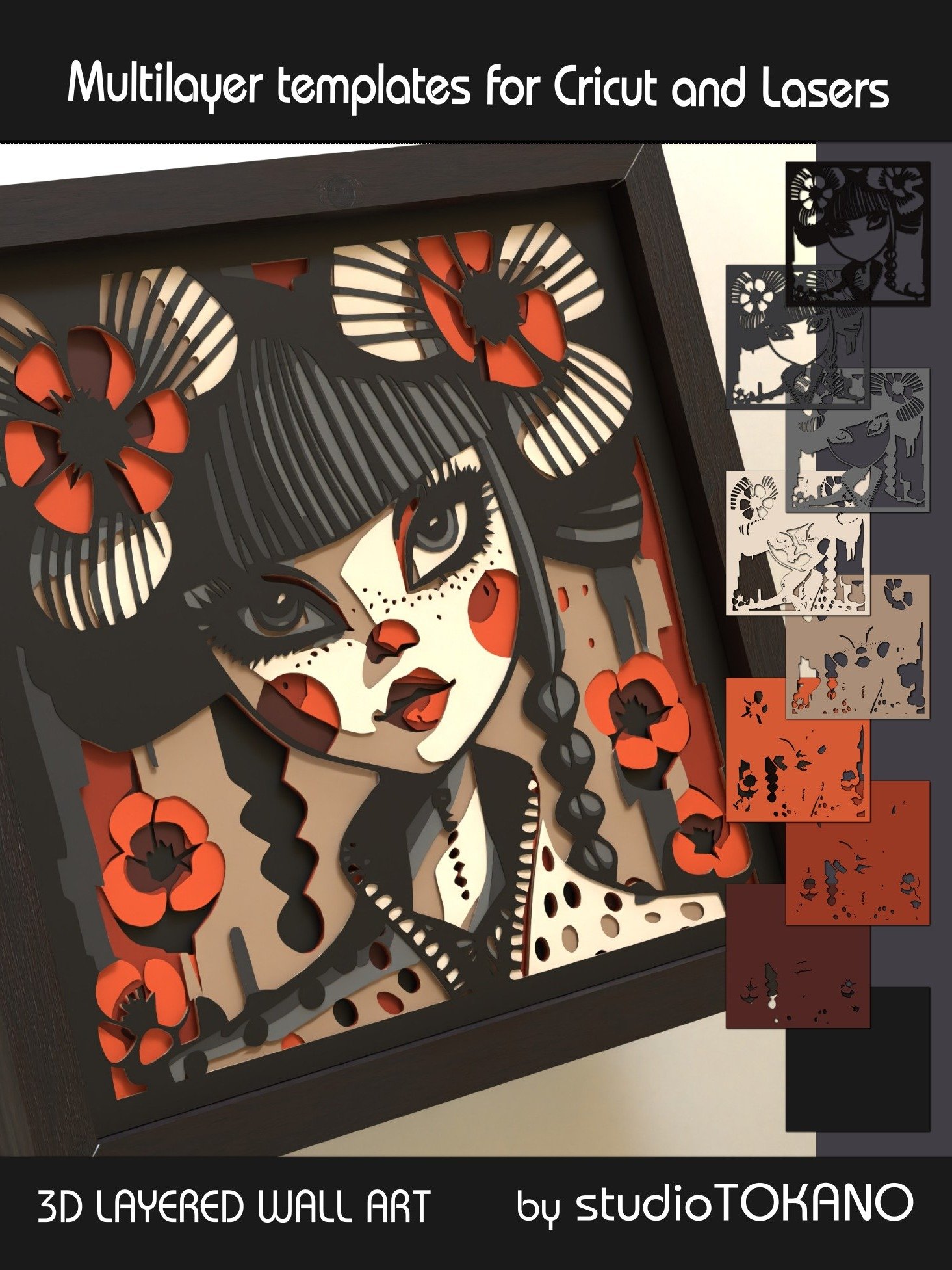 Poppy Girl 3D Shadow Box SVG product image (7)