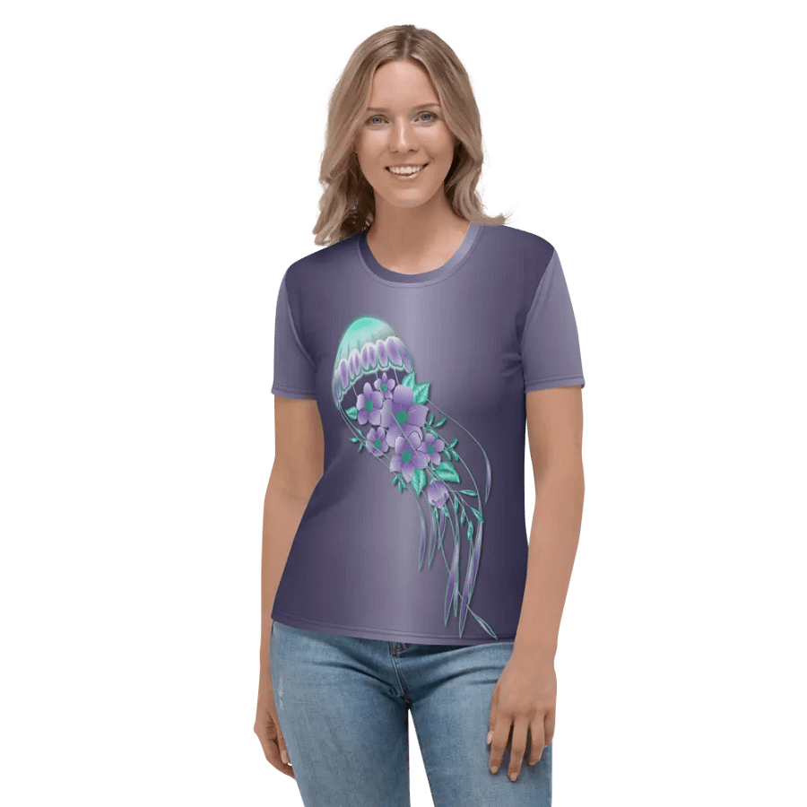Tropical Floral Jellyfish All Over Print T-shirt product image (2)
