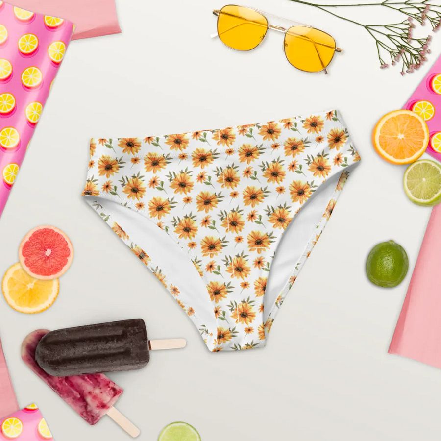 Watercolour Floral Pattern High Waisted Bikini Bottom - V5 product image (8)