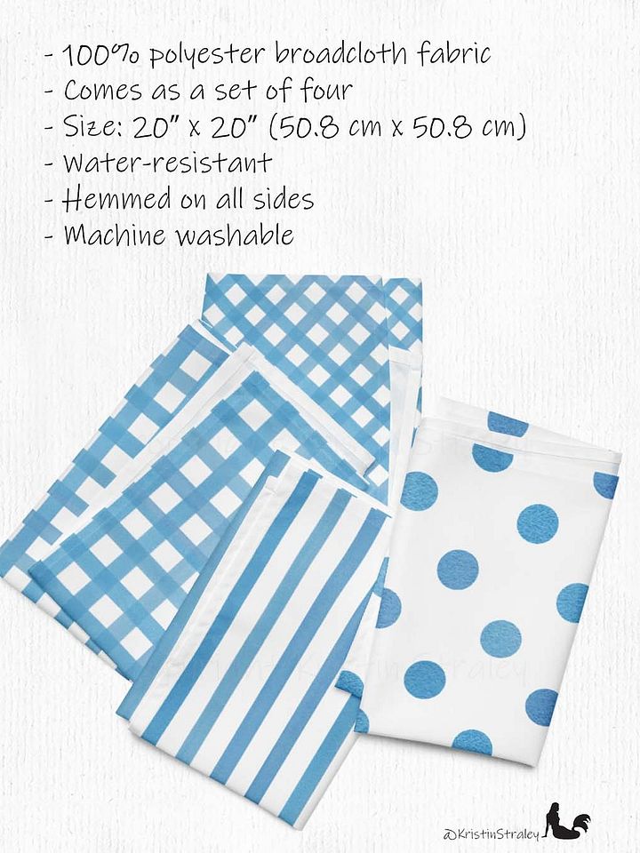 Blue Gingham Set on White Cloth Napkins Set of 4 product image (2)