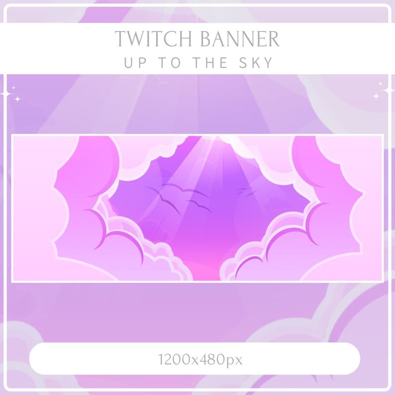 Purple Sky Twitch BANNER, Purple clouds Twitch banner, Twitch cute banner, Twitch pink banner, Twitch banner cozy, twitch aesthetic product image (1)