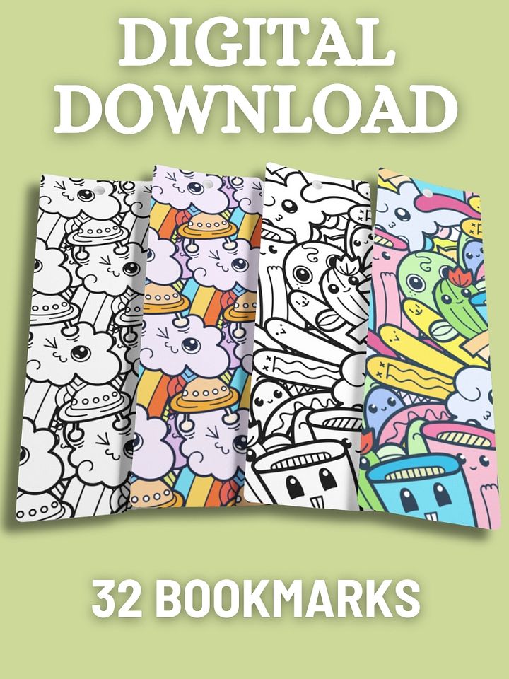 Mega Set of Doodle Monster Coloring Bookmarks - 2