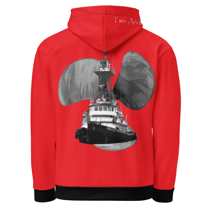 Red Three blade prop Tug CE Hoodie product image (1)