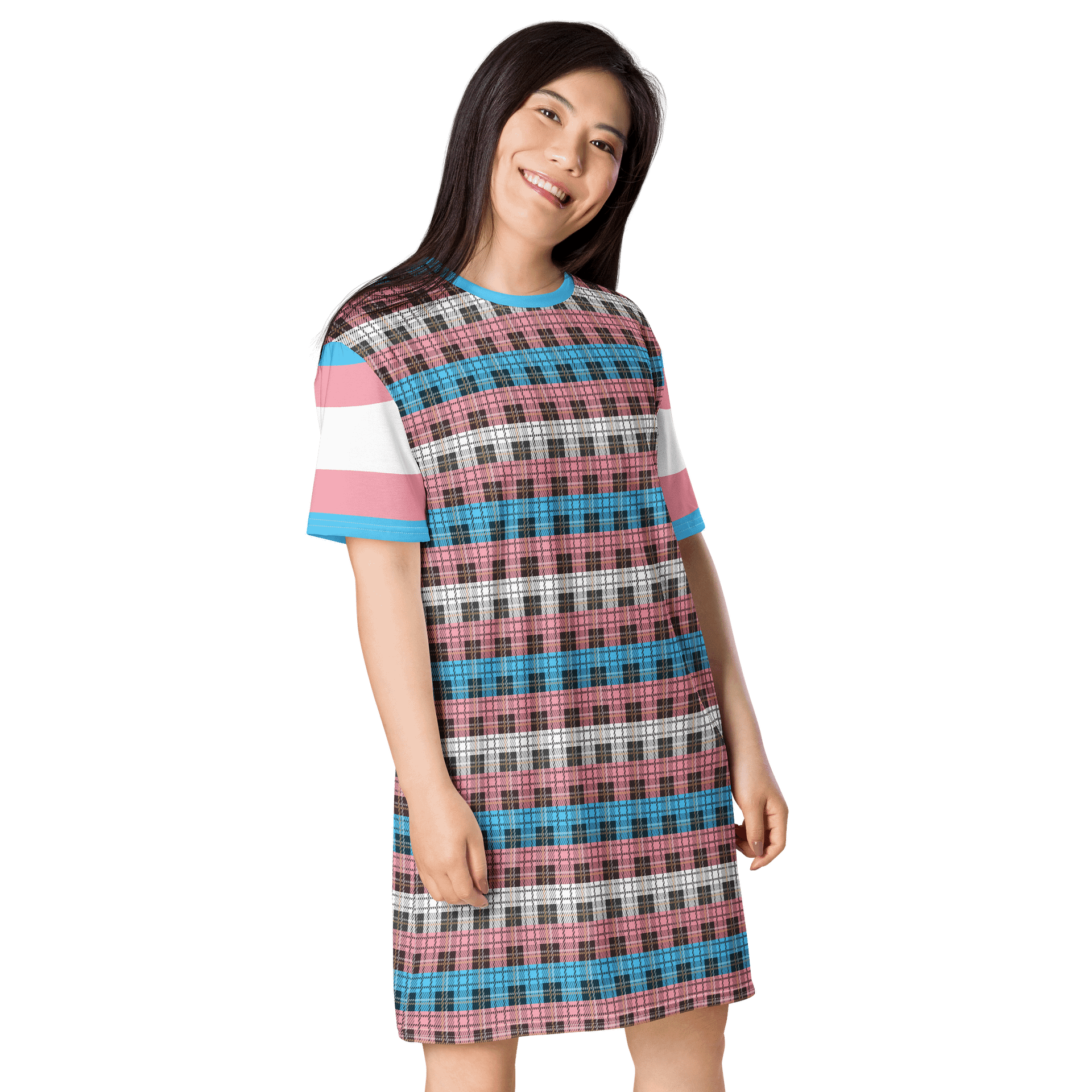 Trans Pride Plaid T-shirt Dress product image (4)