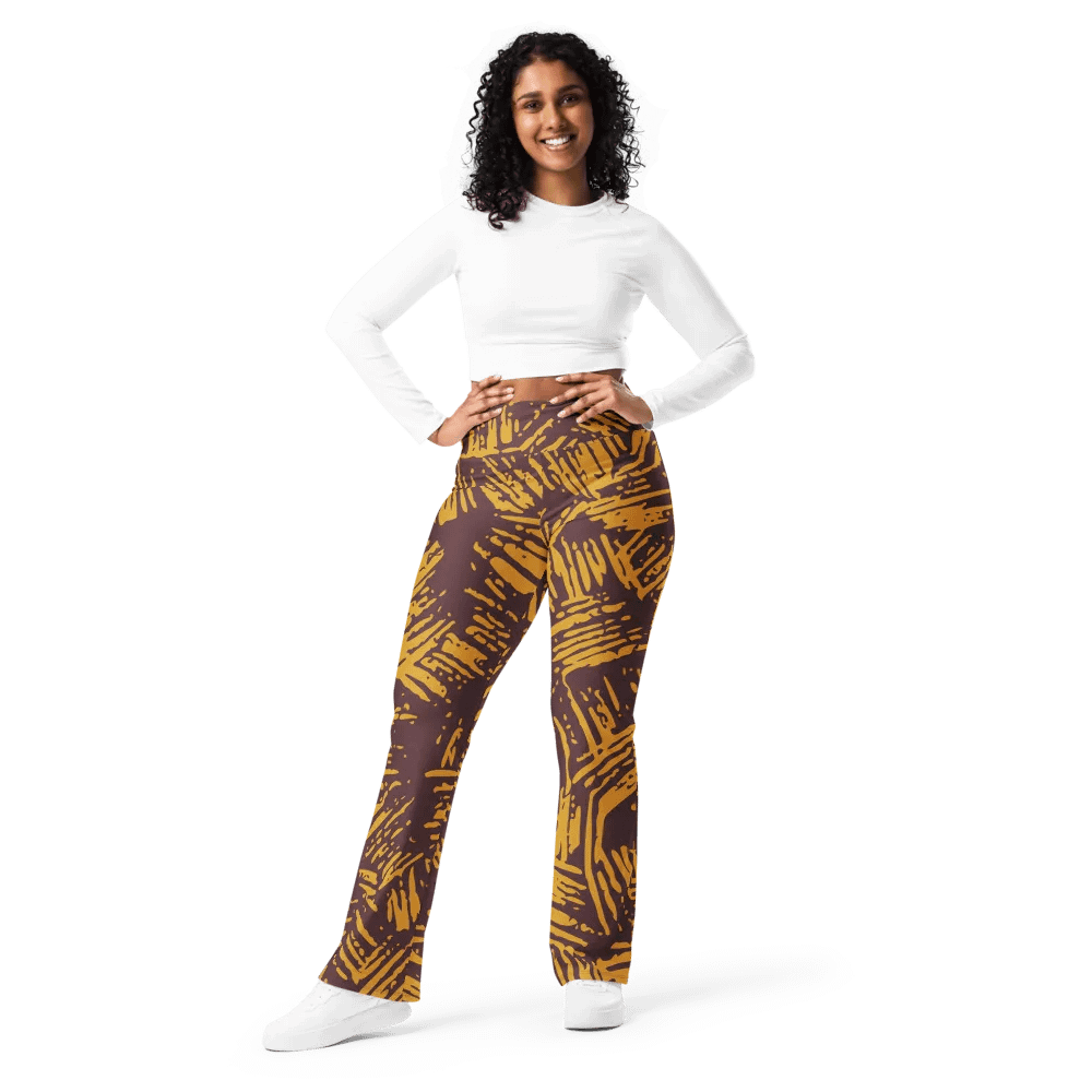 Mustard Strokes Flare Leggings product image (8)