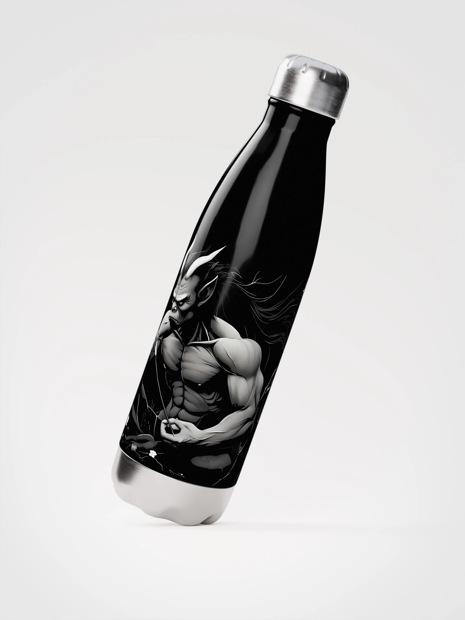Intimidating Oni Demon Art - Japanese Mythology Illustration Stainless Steel Bottle product image (2)