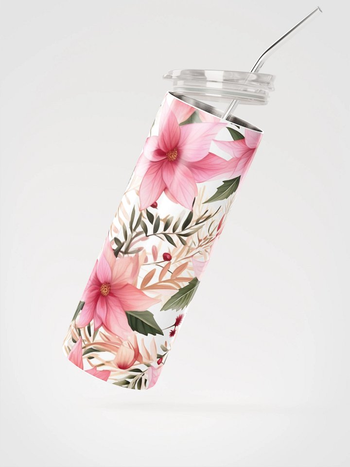 Pink Poinsettia Stainless Steel Tumbler product image (2)