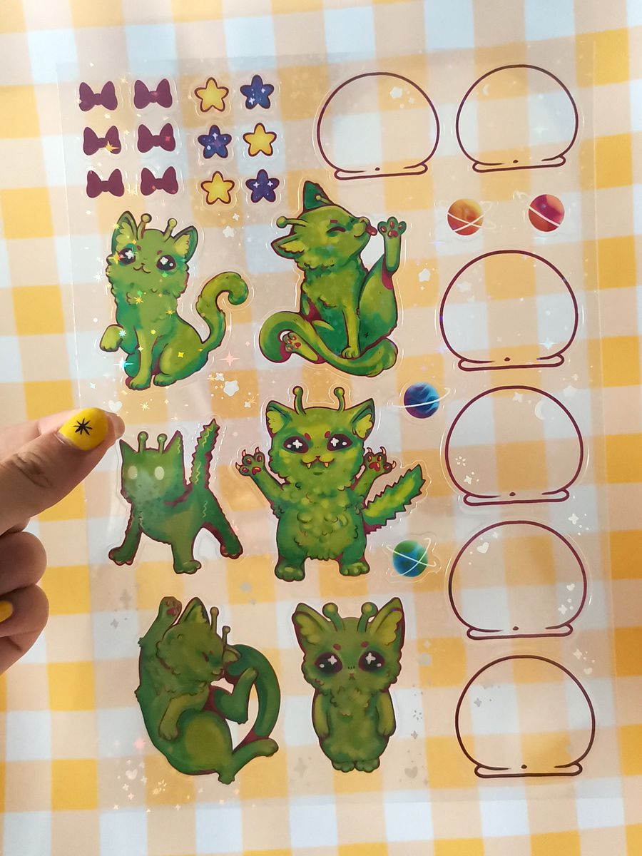 Alien Cat Sticker Sheet!! product image (3)