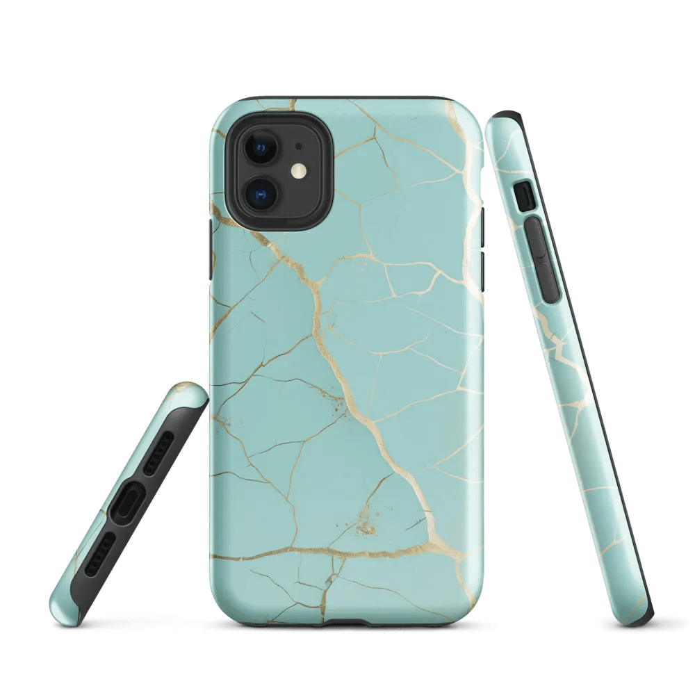 Turquoise & Gold Kintsugi Tough iPhone Case product image (1)