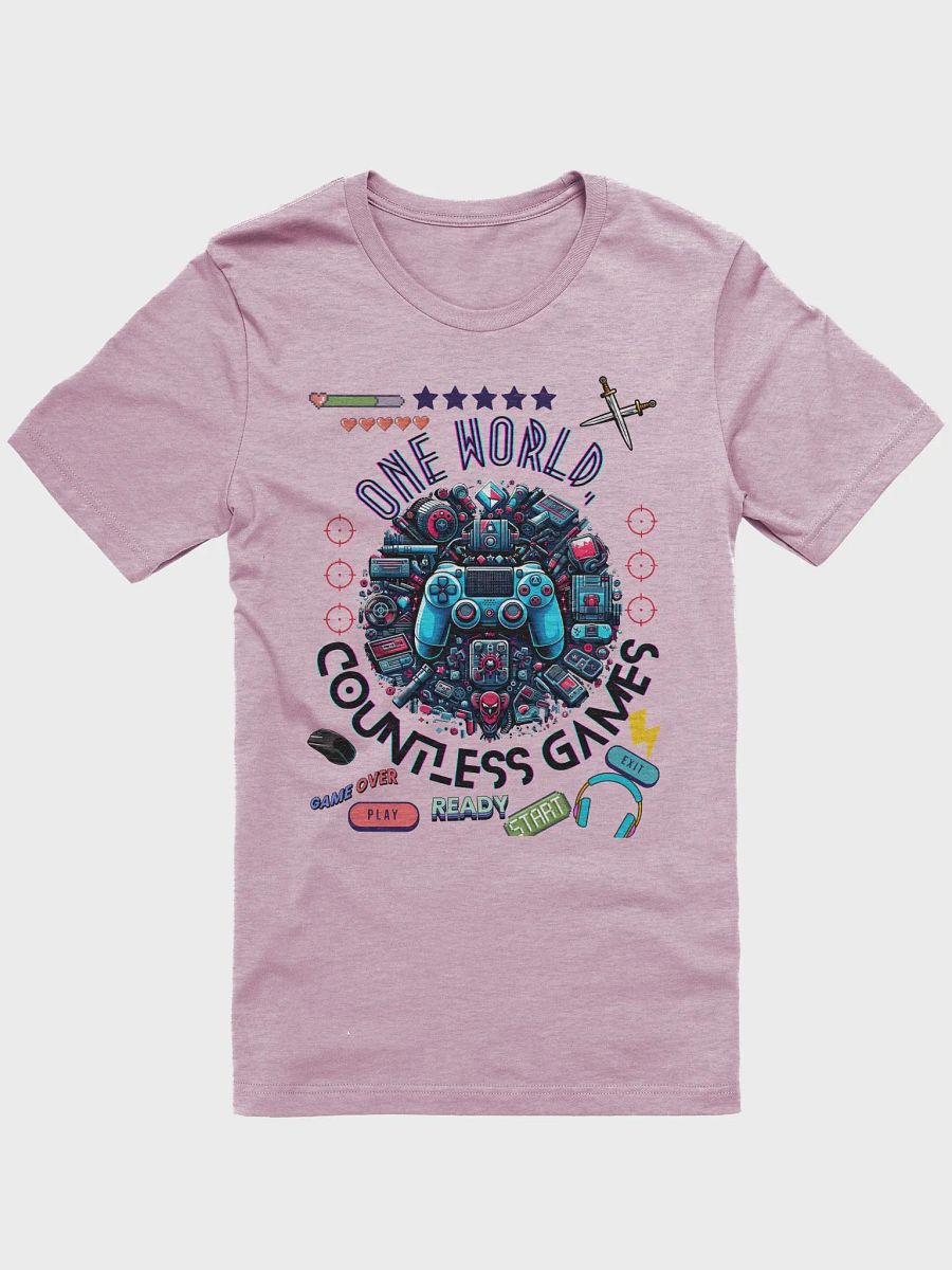 ONE WORLD, COUNTLESS GAMES, Gaming design -Bella+Canvas Supersoft T-Shirt product image (1)