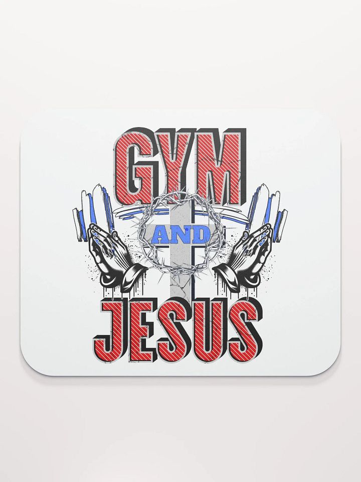 Gym And Jesus Weightlifting Spiritual Fitness Mouse Pad product image (1)