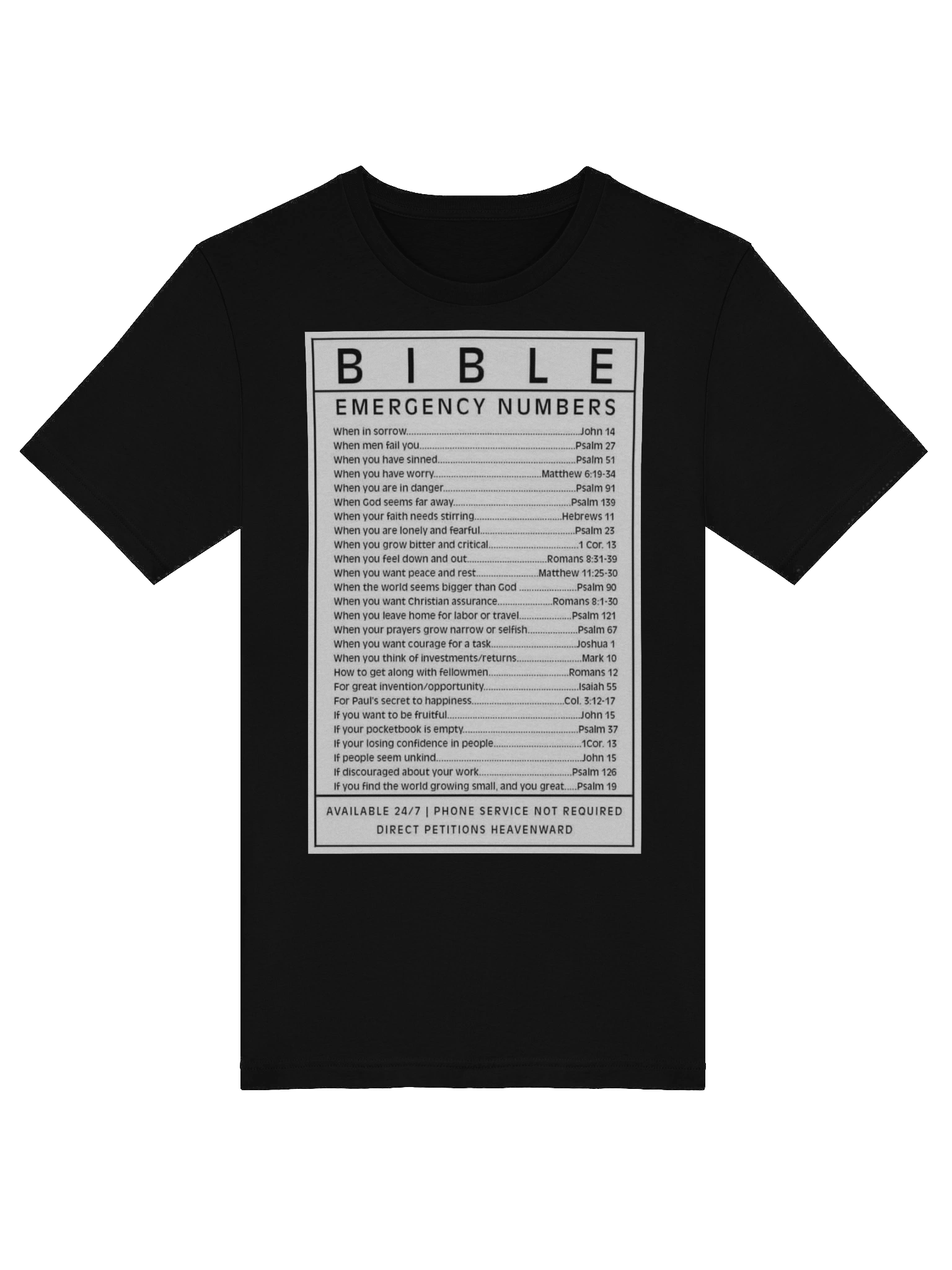 Bible Emergency Numbers T-Shirt product image (5)