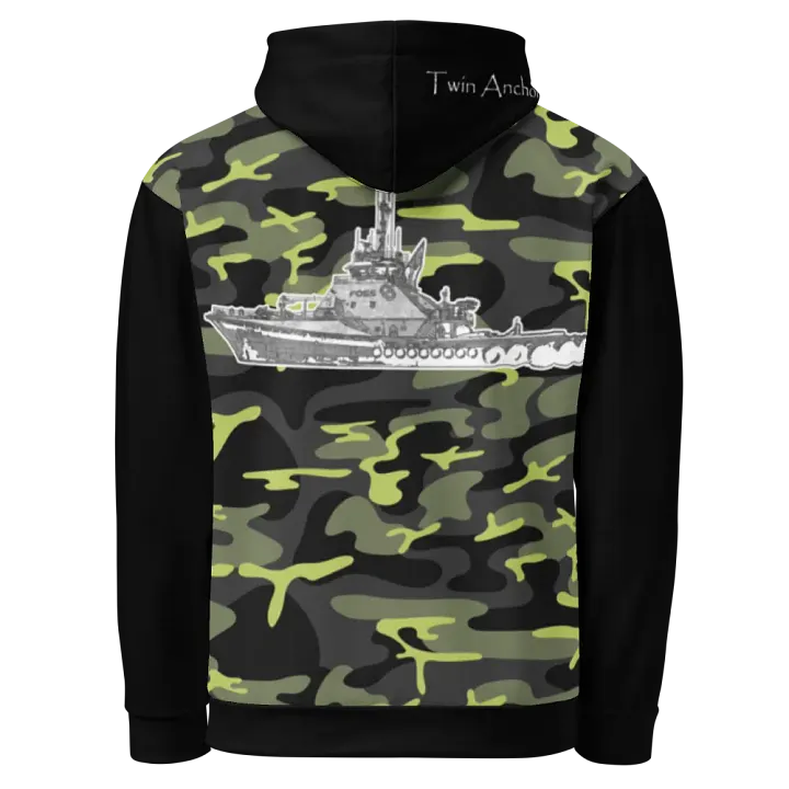 black & Green Camouflage Foss tug Sketch Hoodie product image (1)