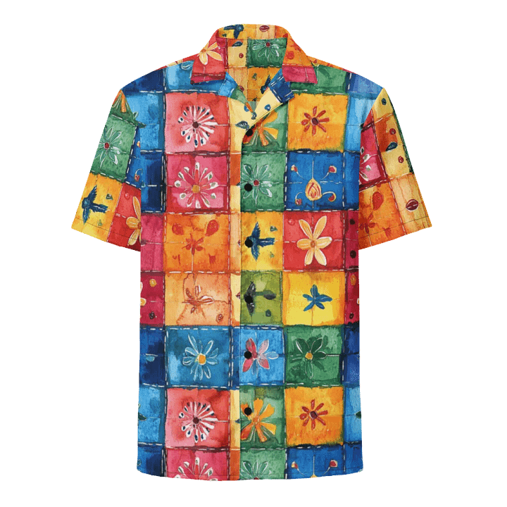 Quilt Floral Pattern: Seamless Papel Picado Patchwork Hawaiian Shirt product image (1)