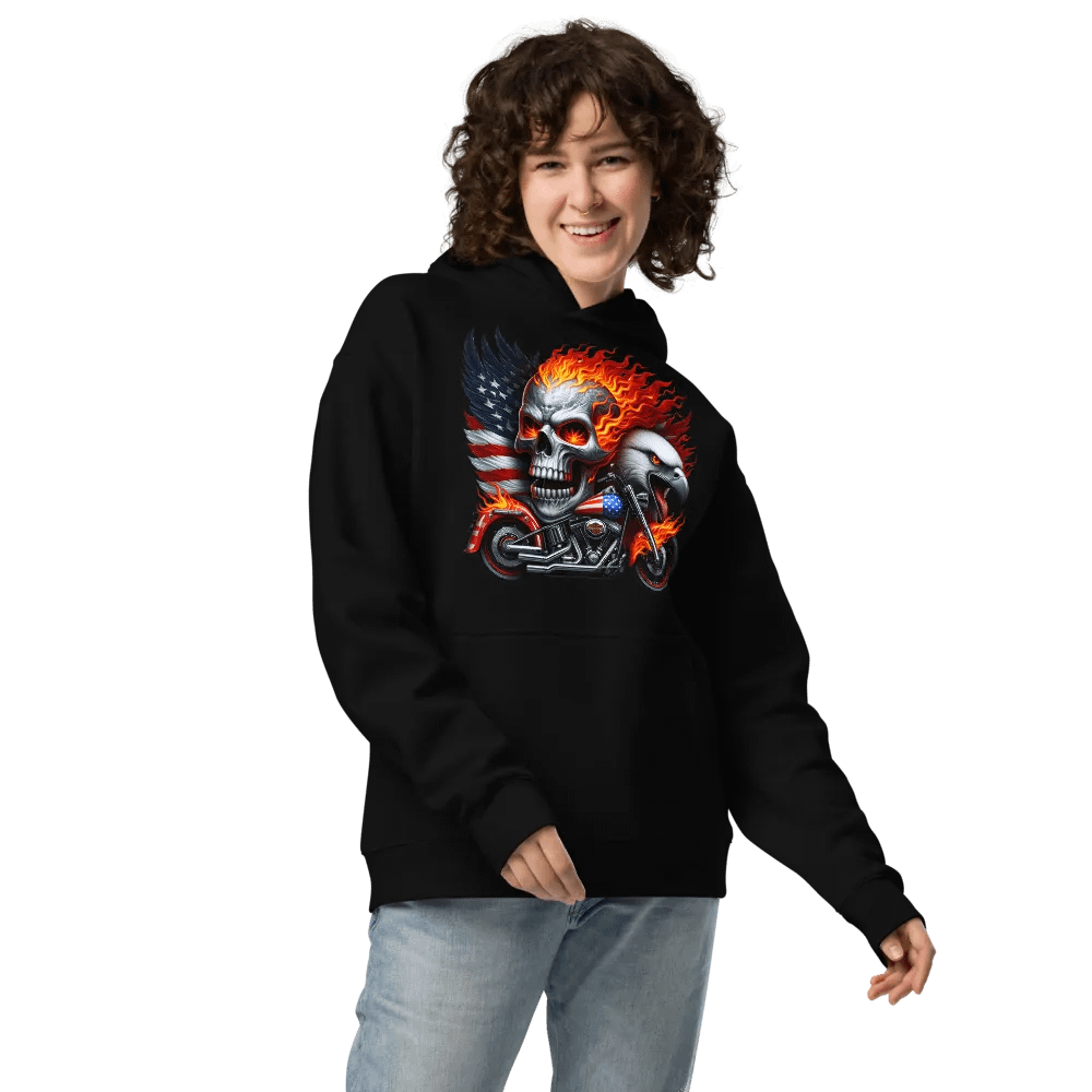 Flaming Eagle Skull Oversized Hoodie #11 product image (3)