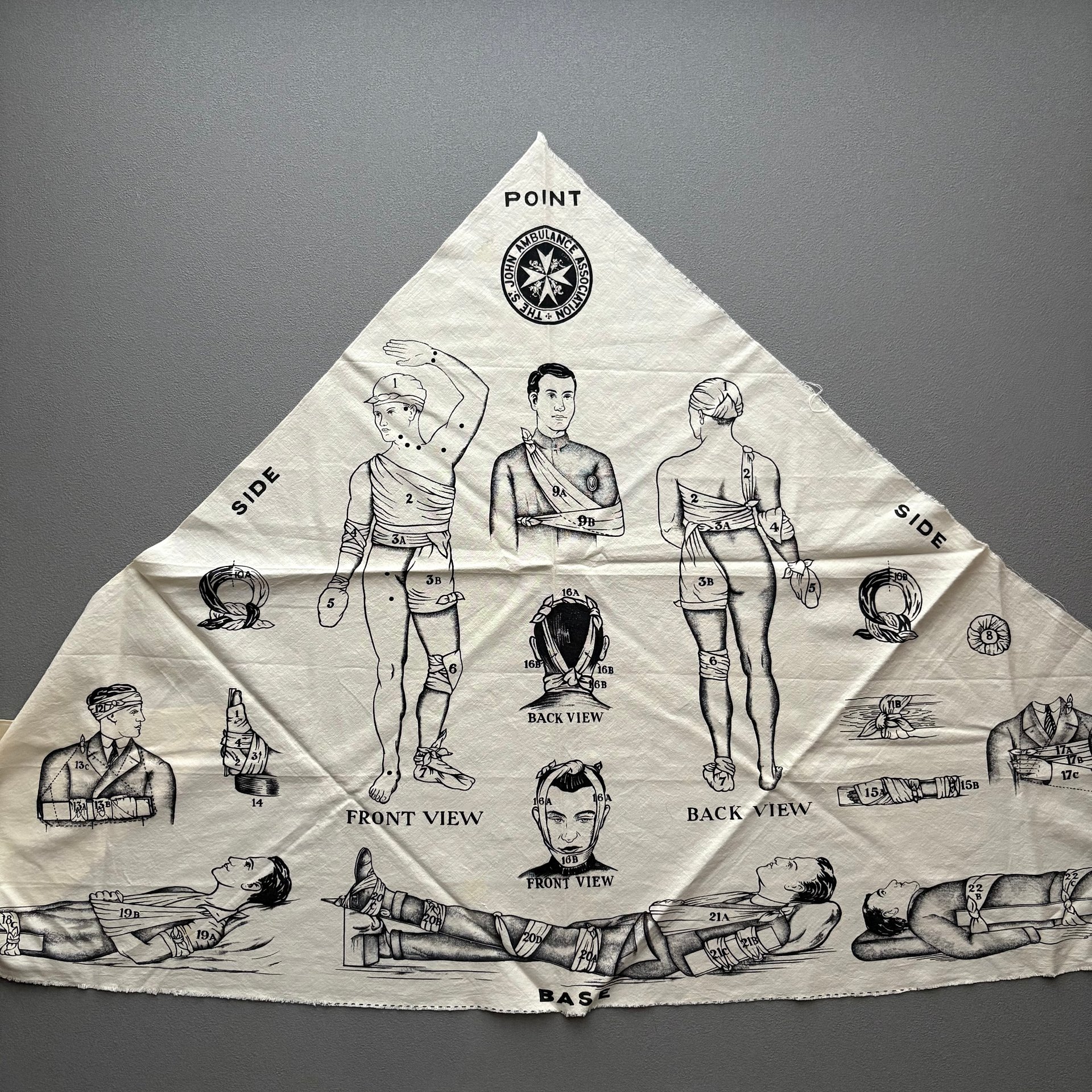 ビンテージ ST JOHN AMBULANCE エスマーチ包帯 バンダナ 三角巾 1910s20s30s40s ホスピタル イギリス軍 バンテージ product image (7)